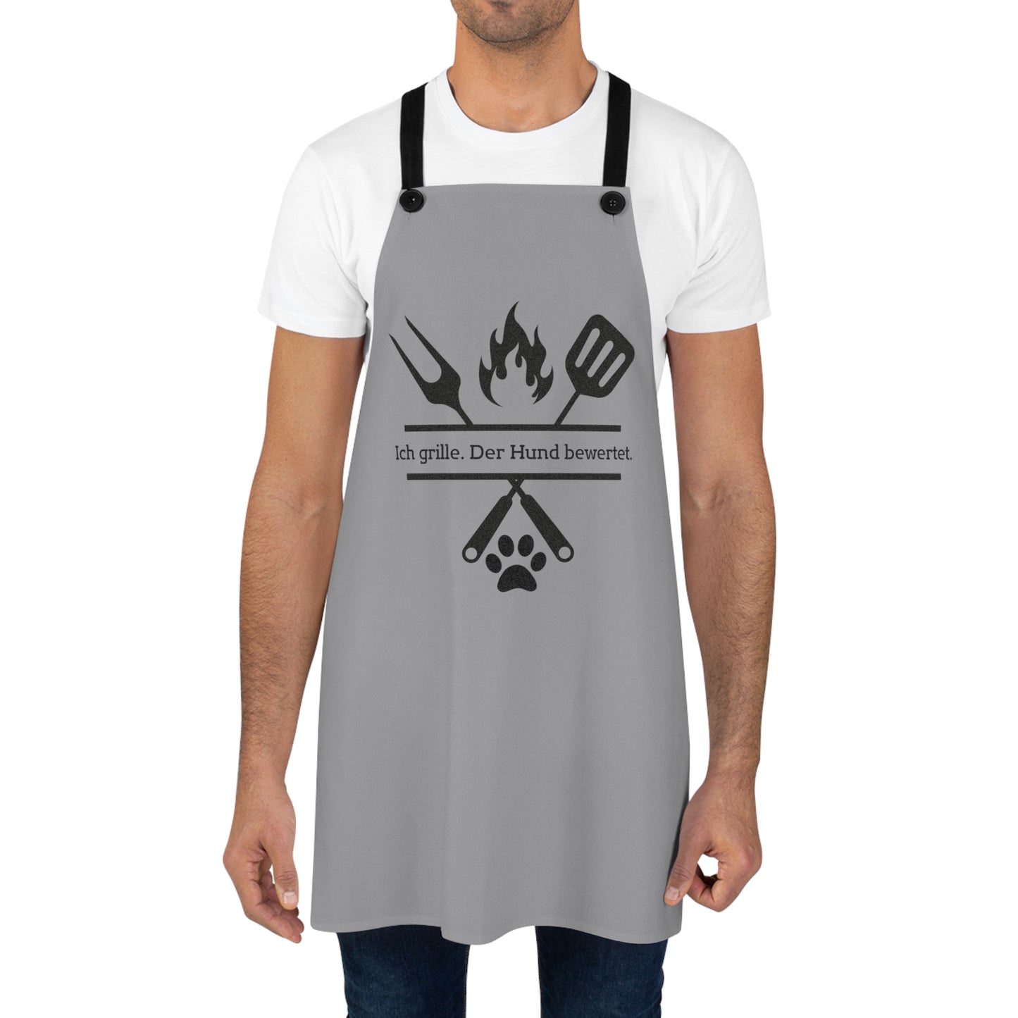 Grillschürze — „Ich grille. Der Hund bewertet.“ BBQ-Schürze mit Pfotenmotiv