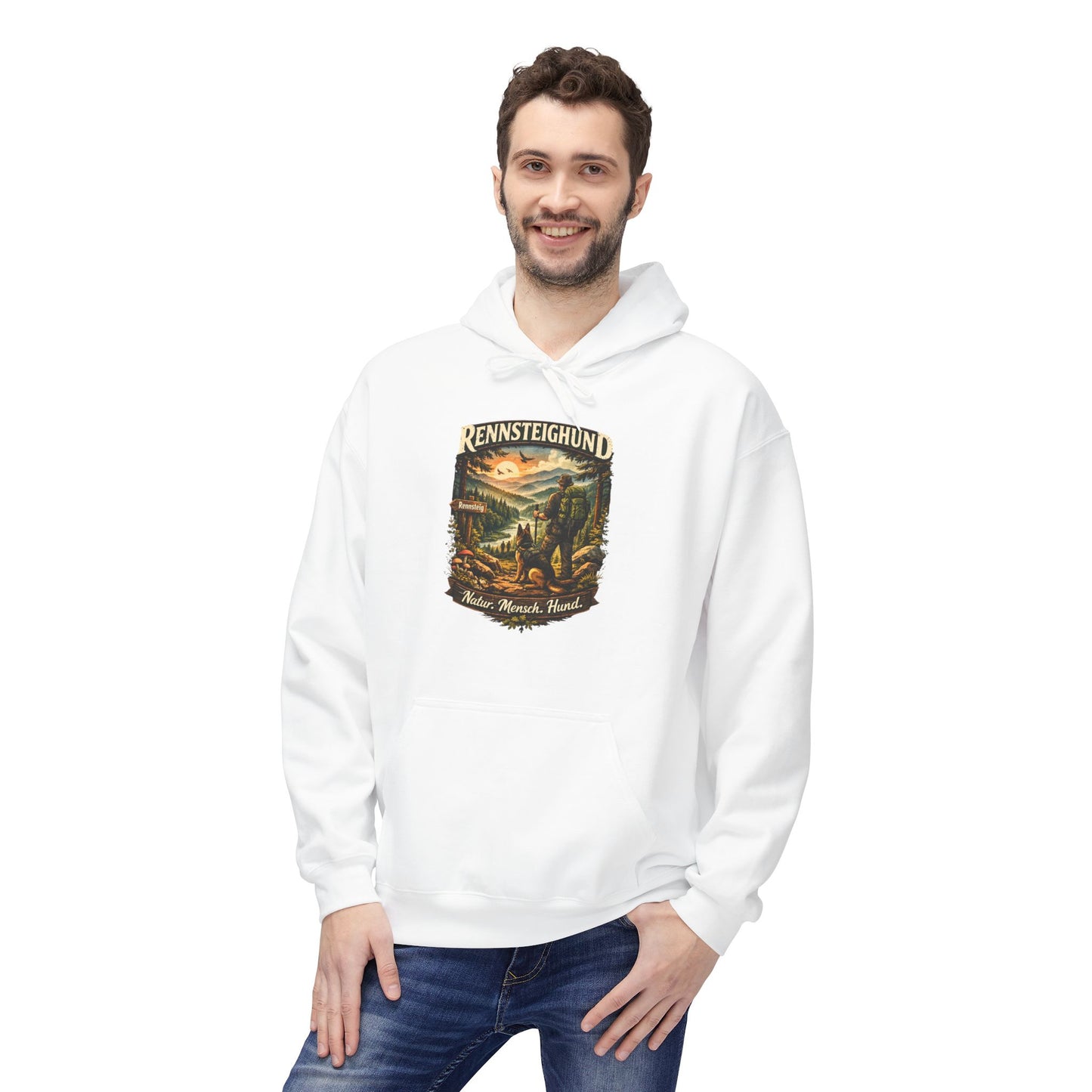 Vintage Hoodie — „Natur.Mensch.Hund“ -Unisex