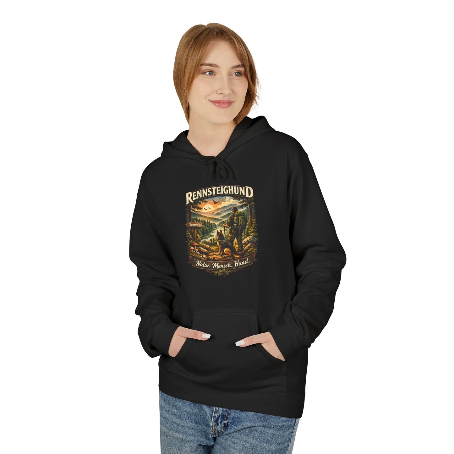 Vintage Hoodie — „Natur.Mensch.Hund“ -Unisex