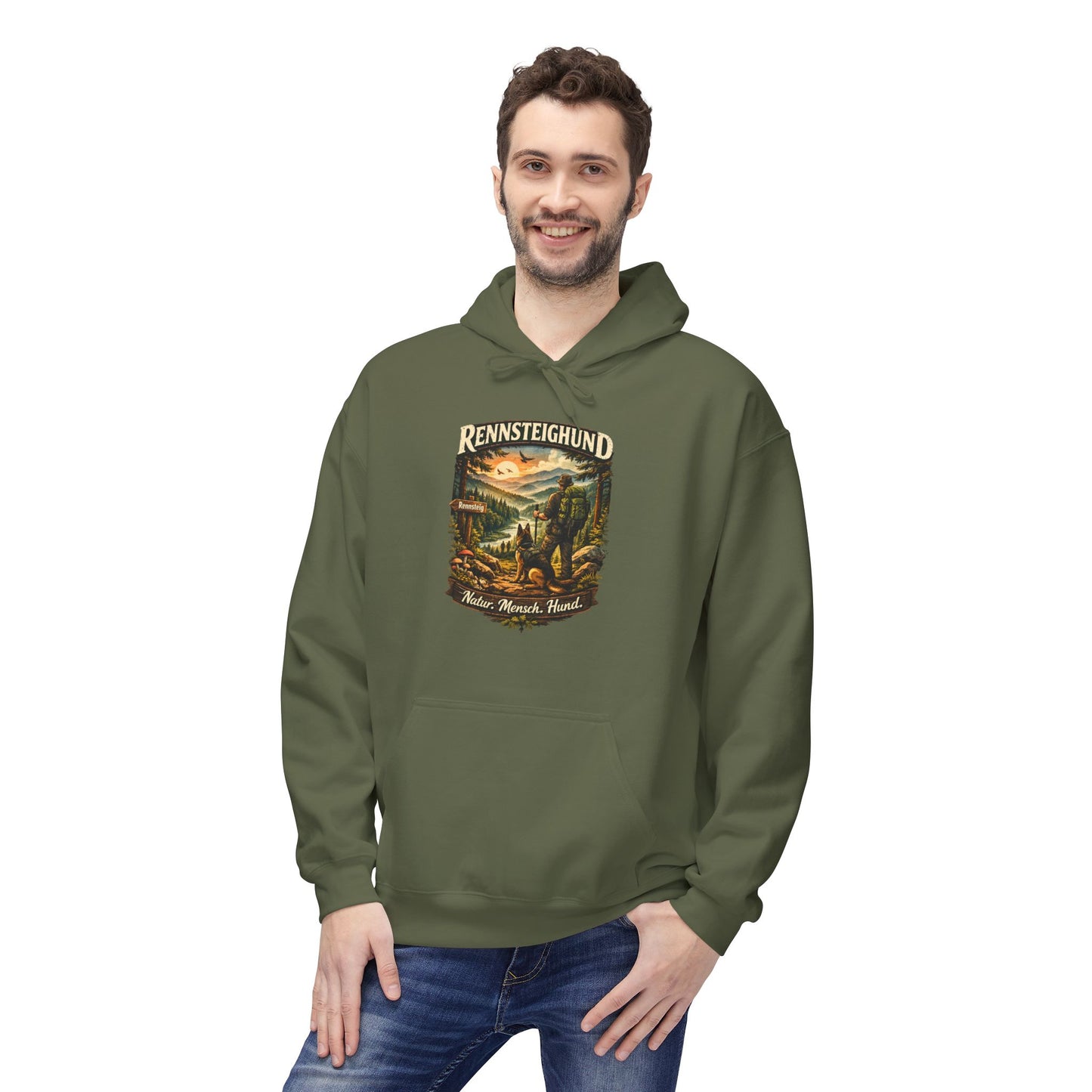 Vintage Hoodie — „Natur.Mensch.Hund“ -Unisex