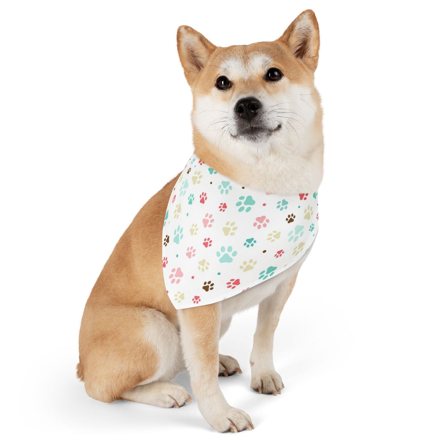 Pastellfarbenes Pfoten-Print Bandana-Halsband – Süßes Accessoire für Hunde