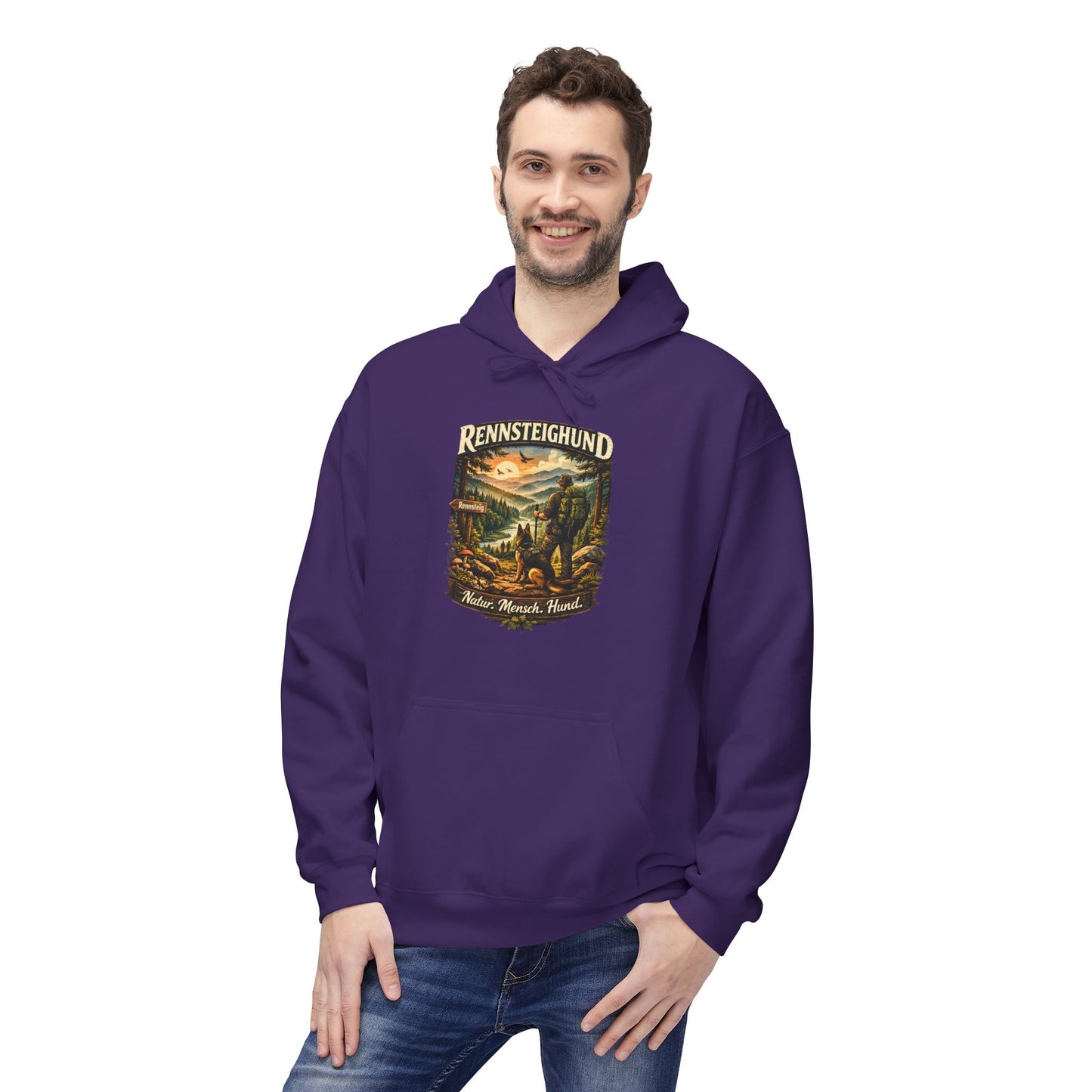Vintage Hoodie — „Natur.Mensch.Hund“ -Unisex