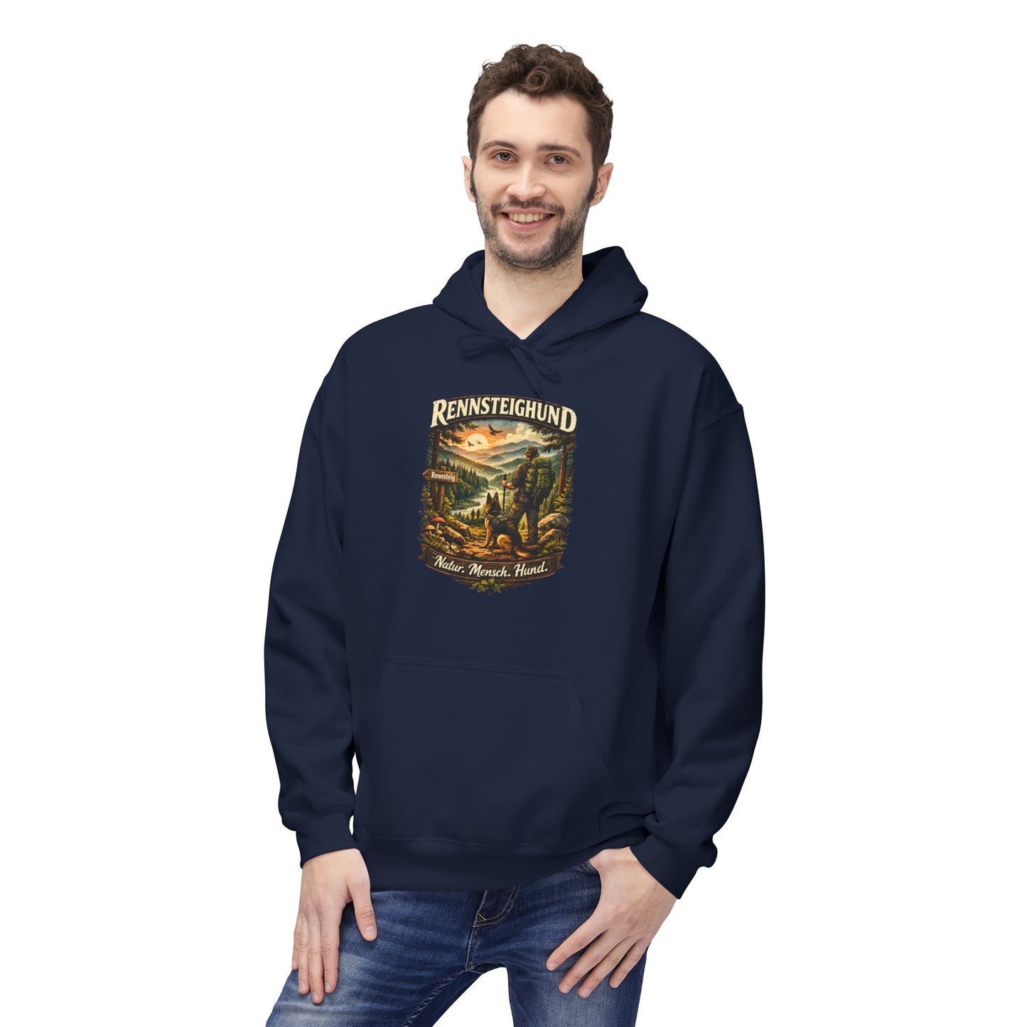 Vintage Hoodie — „Natur.Mensch.Hund“ -Unisex