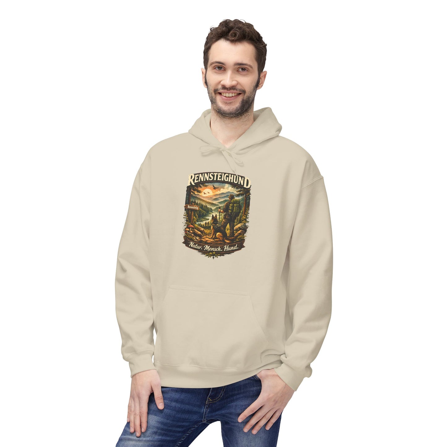 Vintage Hoodie — „Natur.Mensch.Hund“ -Unisex