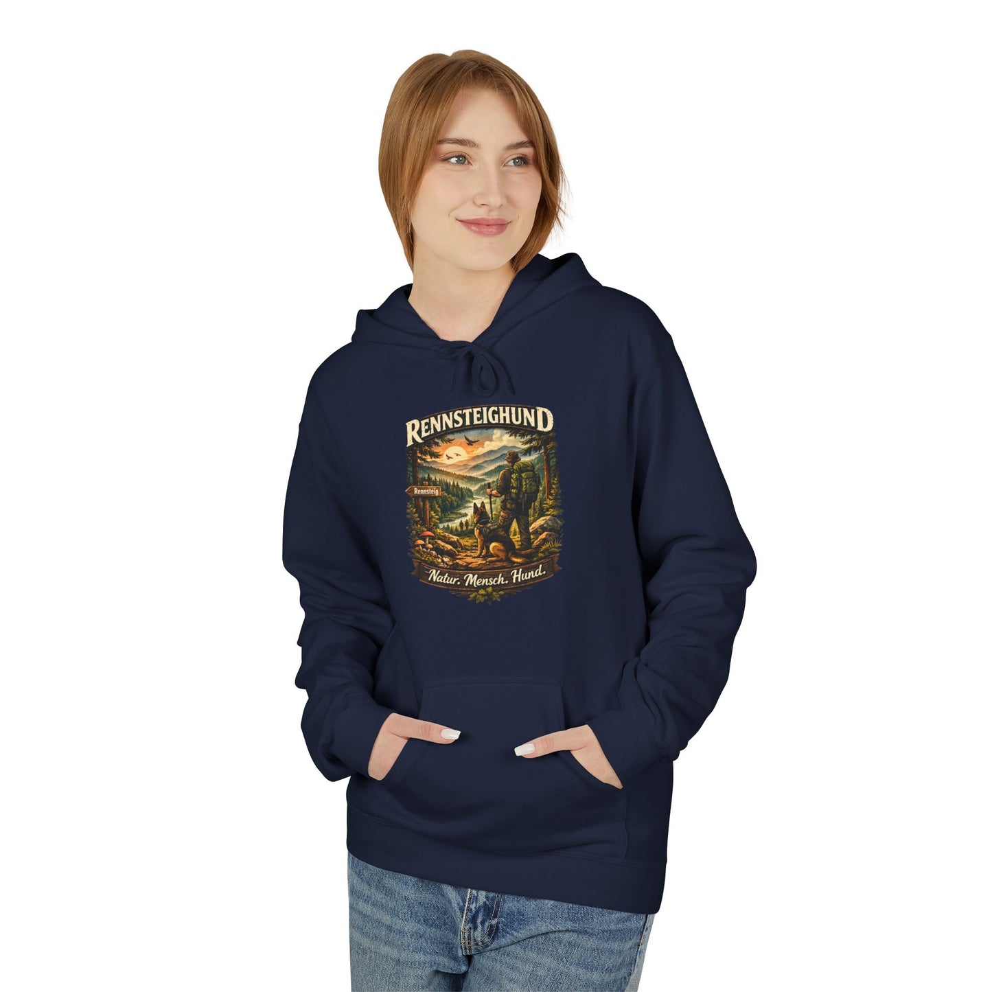 Vintage Hoodie — „Natur.Mensch.Hund“ -Unisex