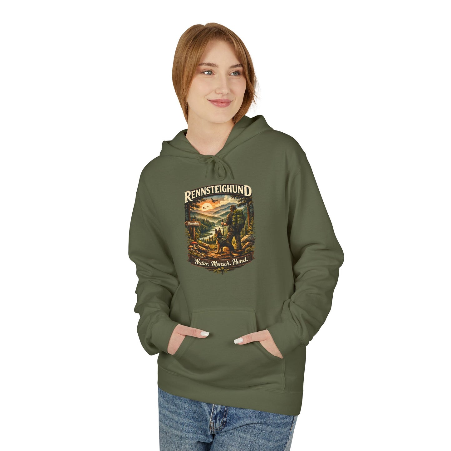 Vintage Hoodie — „Natur.Mensch.Hund“ -Unisex