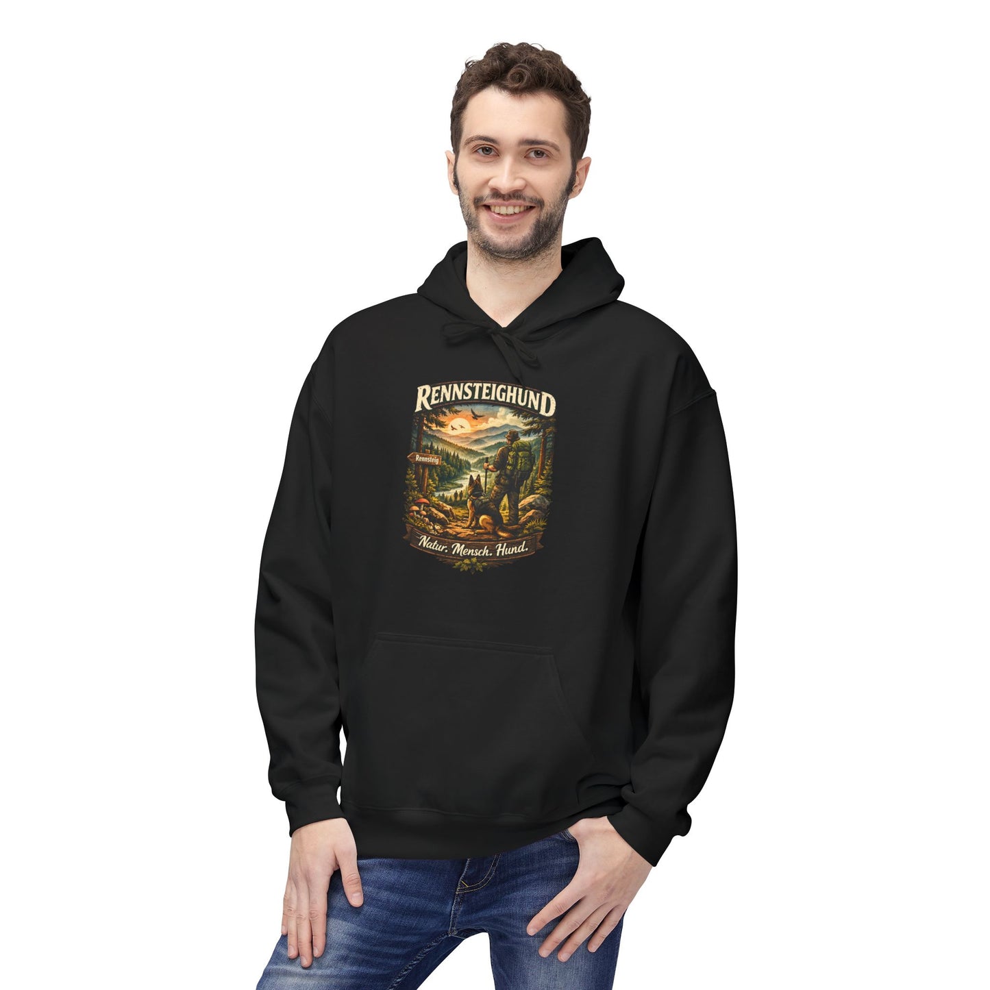 Vintage Hoodie — „Natur.Mensch.Hund“ -Unisex