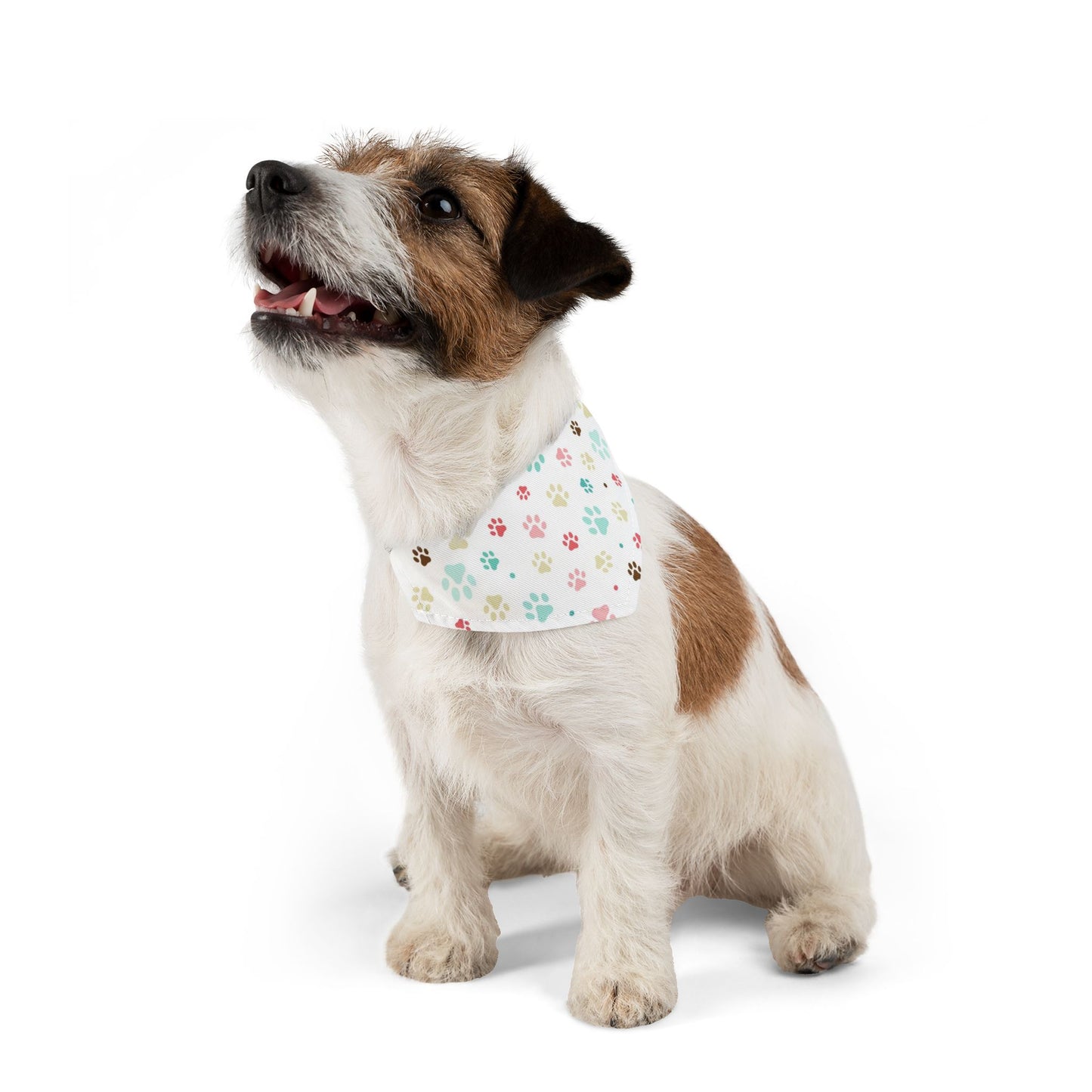 Pastellfarbenes Pfoten-Print Bandana-Halsband – Süßes Accessoire für Hunde