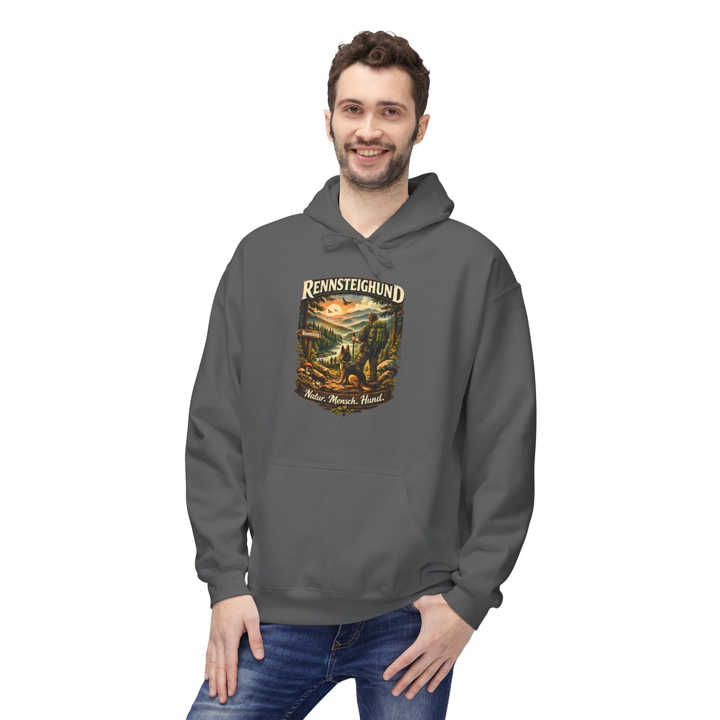 Vintage Hoodie — „Natur.Mensch.Hund“ -Unisex