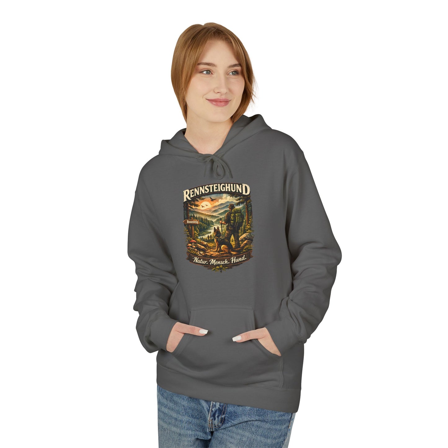 Vintage Hoodie — „Natur.Mensch.Hund“ -Unisex