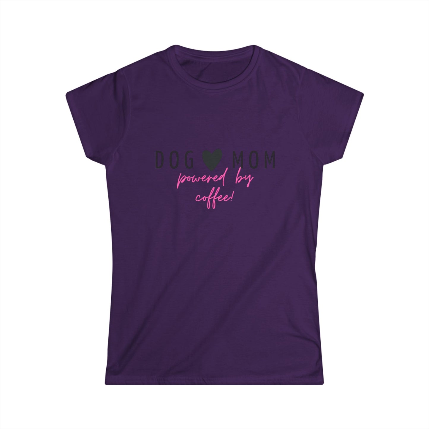 Damen-T-Shirt „Dog Mom powered by coffee“