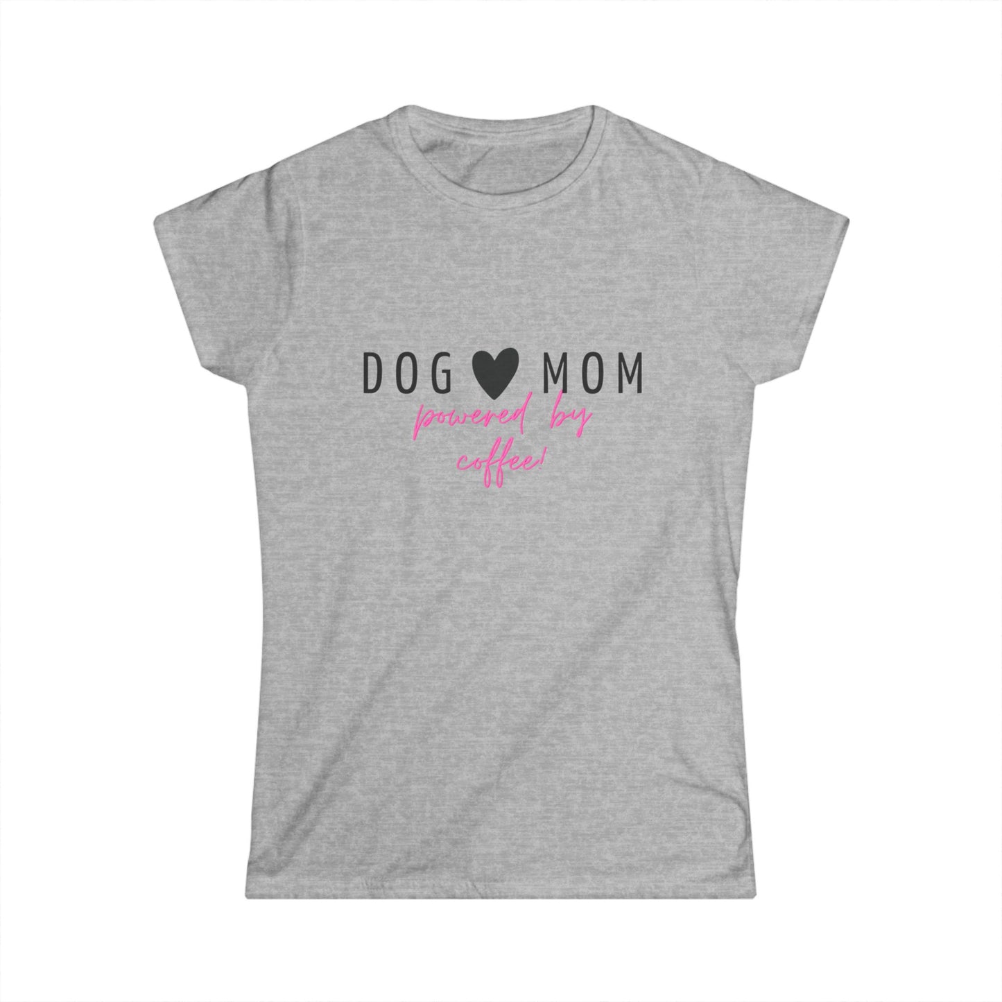 Damen-T-Shirt „Dog Mom powered by coffee“