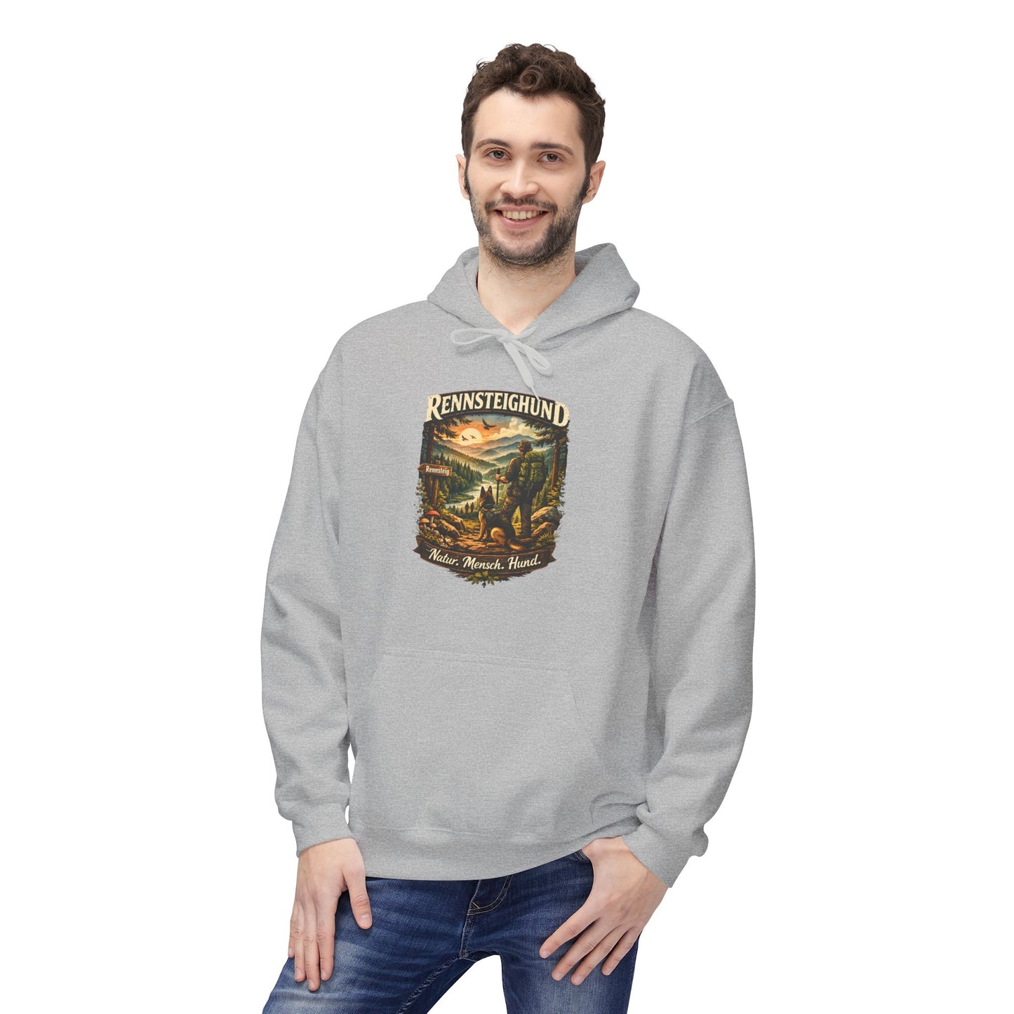 Vintage Hoodie — „Natur.Mensch.Hund“ -Unisex