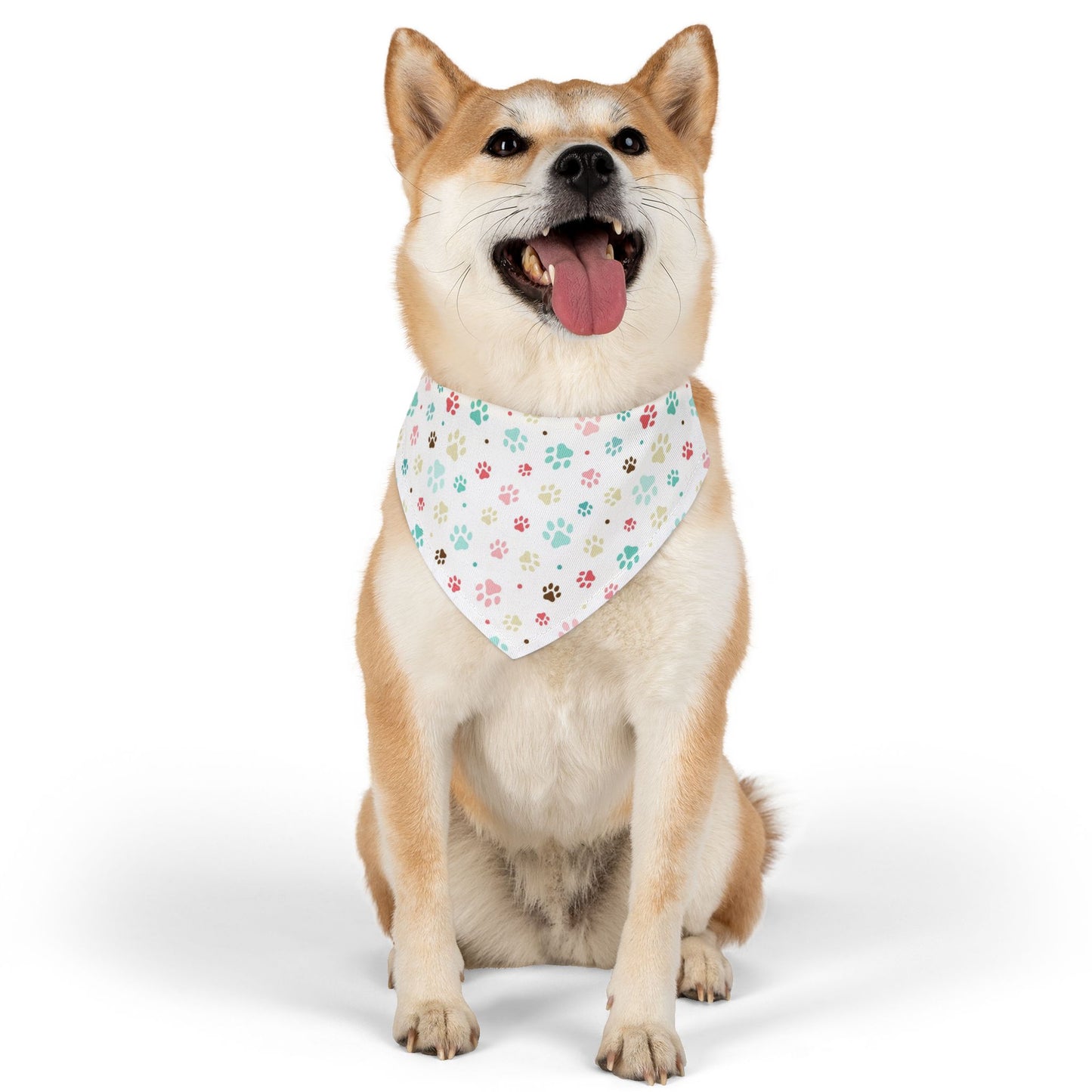 Pastellfarbenes Pfoten-Print Bandana-Halsband – Süßes Accessoire für Hunde