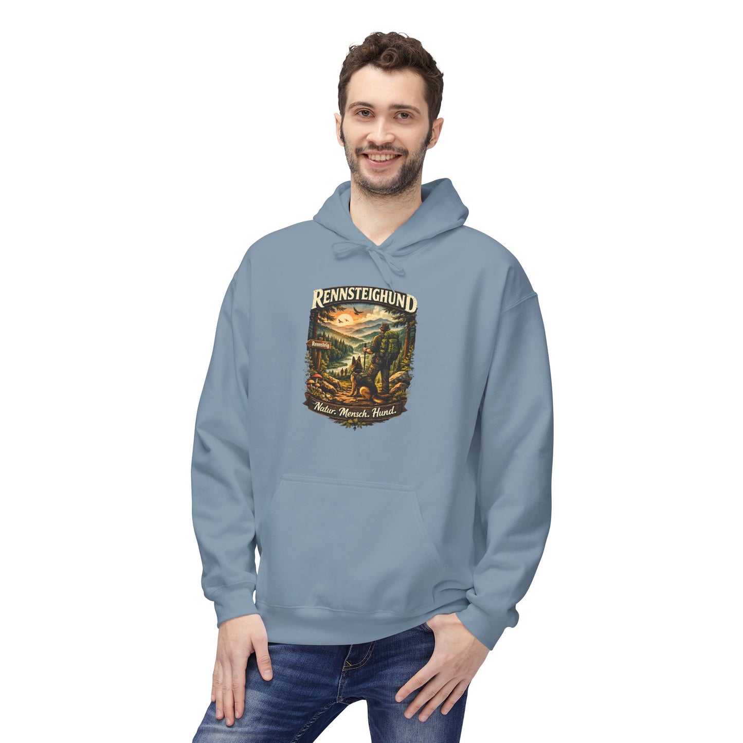 Vintage Hoodie — „Natur.Mensch.Hund“ -Unisex