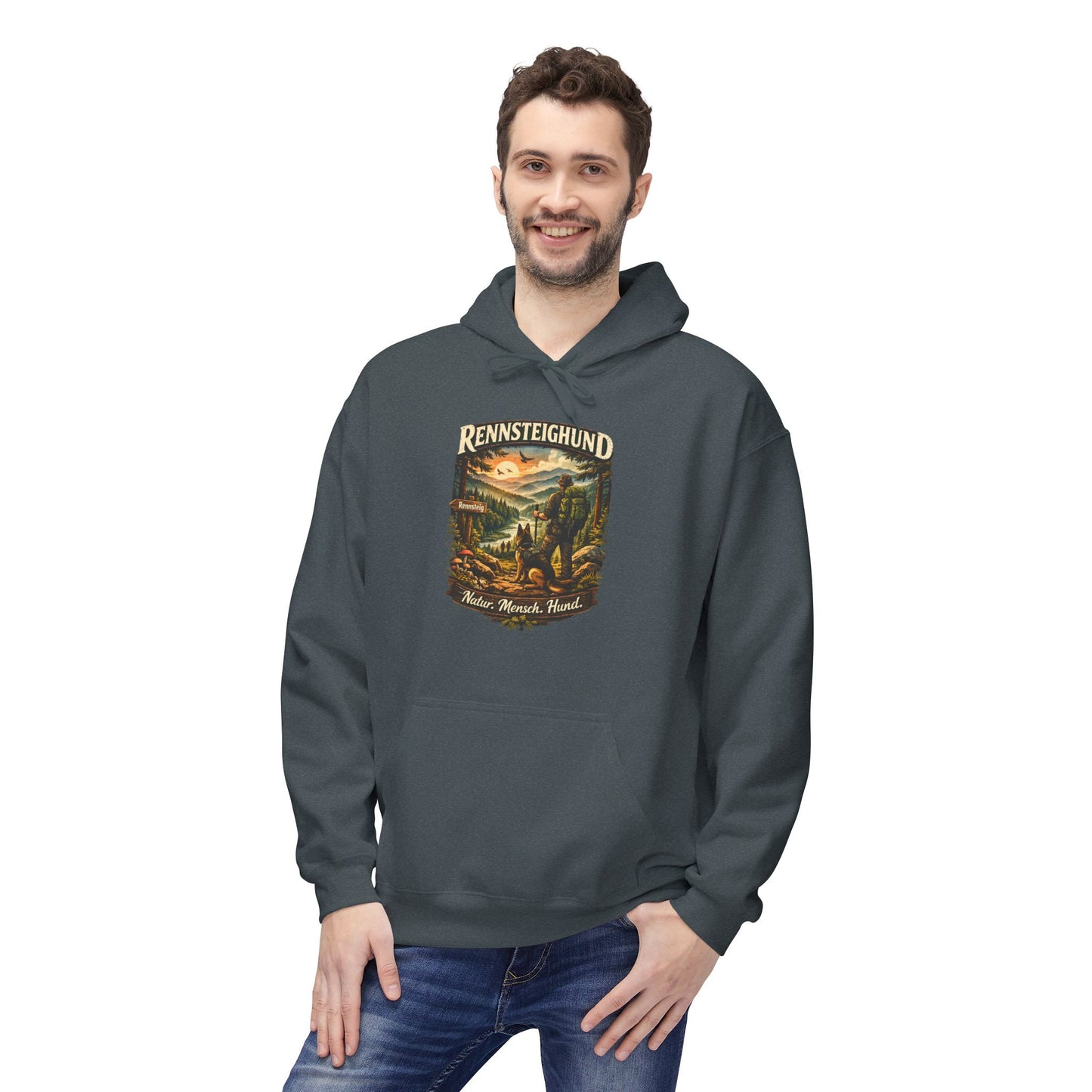 Vintage Hoodie — „Natur.Mensch.Hund“ -Unisex