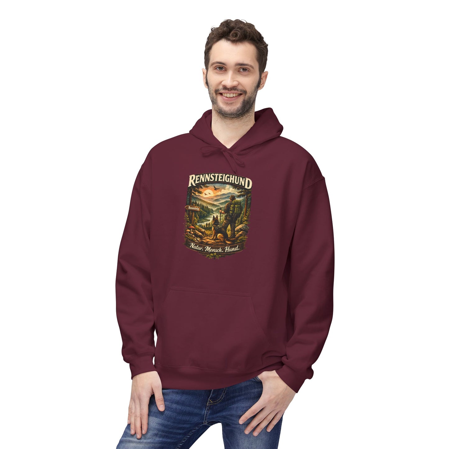 Vintage Hoodie — „Natur.Mensch.Hund“ -Unisex