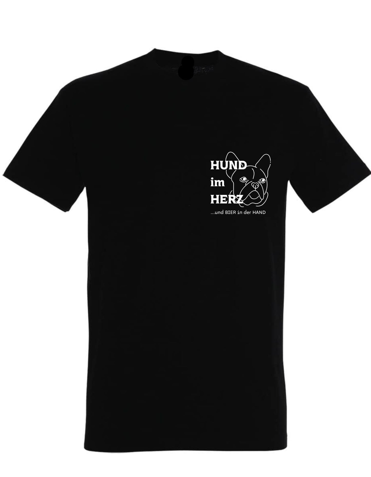 T-Shirt schwarz, Hund ,Spruch, lustig Hund im Herz, Bier in der Hand Herren